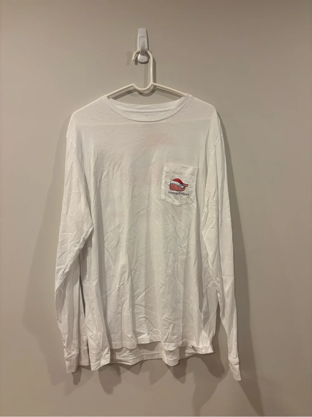 Vineyard Vines Merry Christmas Long Sleeve T-Shirt Santa Whale Men’s Large